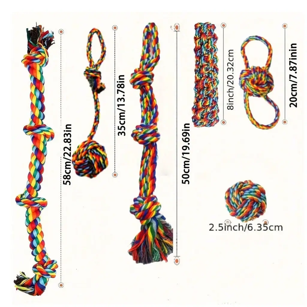 Assortiment de jouets en corde tressée pour chien